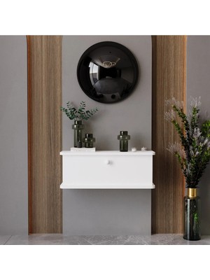 Marvielle Lunaris Beyaz Oval Kenar Mdf Kapaklı Duvara Monte - Dresuar