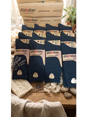 Dündar Erkek Lamswool (Yün) Çorap; Kışlık; Dikişsiz/soft Yıkama/kokulu; Tamamı Siyah  12'li Paket; (40-44)
