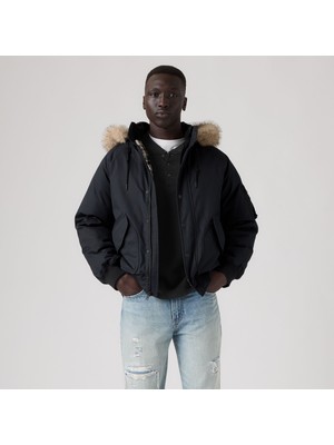 Levi's Sıerra Erkek Siyah Çıkarılabilir Kapüşonlu Kürk Yaka Puffer Mont 007SB-0002