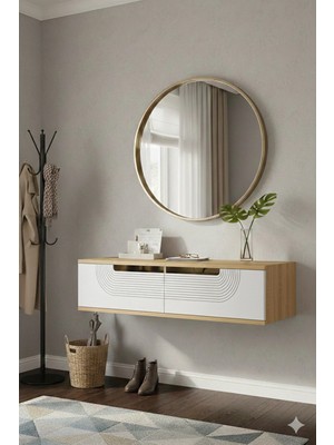 Marvielle Meyra Antre Hol Rafı Safirmeşe-Beyaz-Gold 120CM - Dresuar
