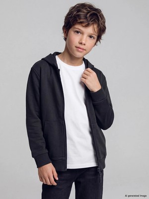 Lc Waikiki Yeni Sezon Antrasit Kalın Kapüşonlu Erkek Çocuk Fermuarlı Sweatshirt