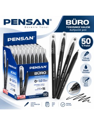 Pensan 2270 Büro Tükenmez Kalem 1.0 mm Medium Uç 50'li Paket (Renk Seçenekli)