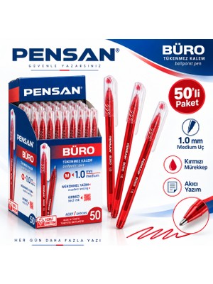 Pensan 2270 Büro Tükenmez Kalem 1.0 mm Medium Uç 50'li Paket (Renk Seçenekli)