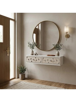 Marvielle Mokka Antre Hol Rafı Beyaz-Traverten-Silver 120CM - Dresuar