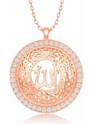 Moncuk Design Gümüş Rose Allah Yazılı Kadın Kolye