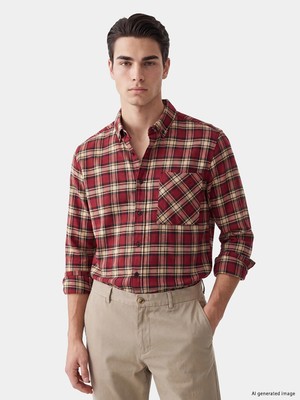 Lc Waikiki Yeni Sezon Kırmızı Regular Fit Ekose Erkek Gömlek Ceket