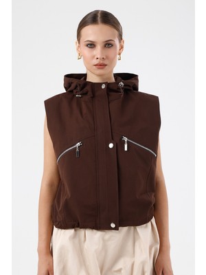 Gaca Collection Estella Kahverengi Trenç Yelek