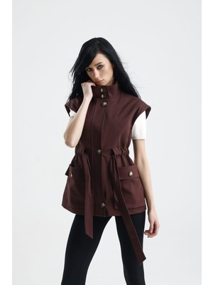 Gaca Collection Marida Asimetrik Kesim Kadın Bordo Yelek
