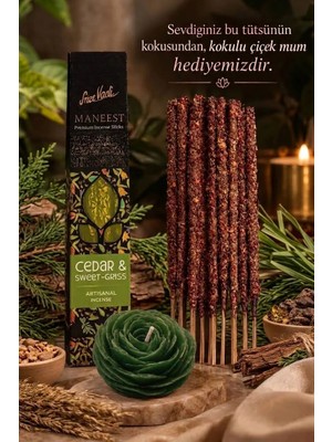 Sree Vani Cedar & Sweet Gras Magical Manifest- MUM HEDİYELİ - Sanatsal Doğal El Yapımı Sedir Ağacı-Tatlı Ot Premium Kalite Tütsü