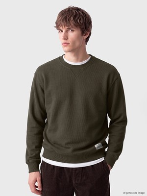 Lc Waikiki Yeni Sezon Haki Bisiklet Yaka Erkek Kalın Sweatshirt
