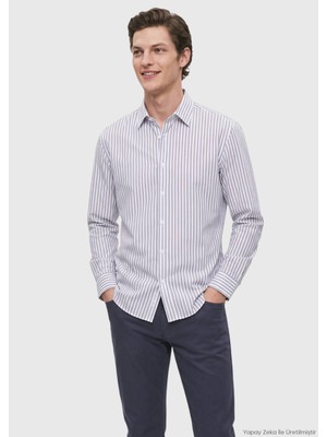 Ramsey İndigo Casual Fit Uzun Dokuma Casual %100 Pamuk Gömlek
