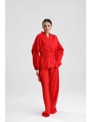 Gaca Collection Rose Kadın Kimonokırmızı Gece/gündüz Kimono