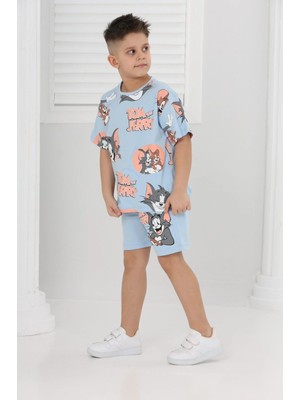 Veramoni Unisex Tom&jery Baskılı Kısa Kollu Şortlu Ikili Takım