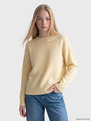 Lc Waikiki Yeni Sezon Sarı Bisiklet Yaka Oversize Kadın Triko Kazak
