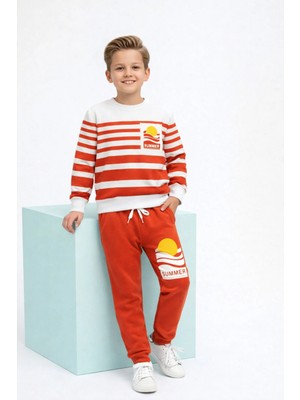 Veramoni Summer Baskılı  Uzun Kollu Cepli  Unisex Çocuk Alt Üst Takım