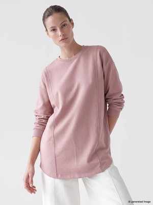 Lc Waikiki Yeni Sezon Pembe Bisiklet Yaka Kadın Sweatshirt Tunik