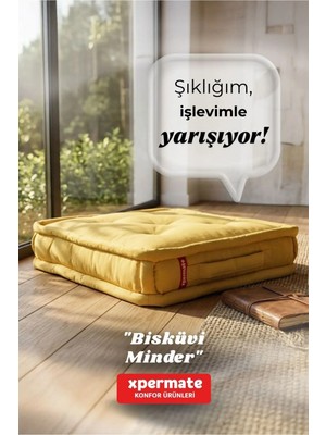 Maison Luré Sandalye Minderi Petek Önü Yer Minderi 55X55X14 Balkon Bahçe Hardal