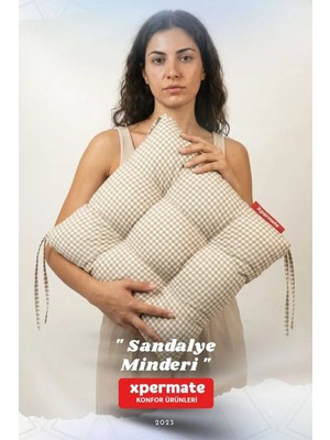 Maison Luré Sandalye Minderi Pötikareli 40X40 Pofidik Piknik Minderi Krem