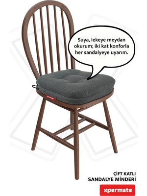 Maison Luré Sandalye Minderi 42X42X8 cm Çift Kat Pofidik Fermuarlı Leke Tutmaz Antrasit