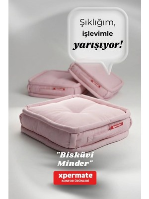 Maison Luré Sandalye Minderi Bisküvi Minder 45X45 Kalın Pofuduk Pembe