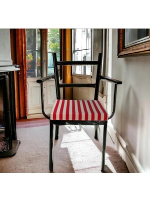 Maison Luré Sandalye Minderi 40*40 Kırmızı Çizgili