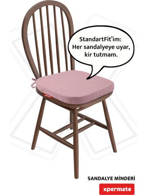 Maison Luré Sandalye Minderi 42X42 cm Fermuarlı Bağcıklı Yıkanabilir Su Itici Oval Pemb