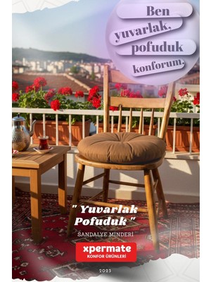 Maison Luré Sandalye Minderi Yuvarlak Su Yağ Itici Mutfak Balkon Bahçe 40 cm Kahverengi