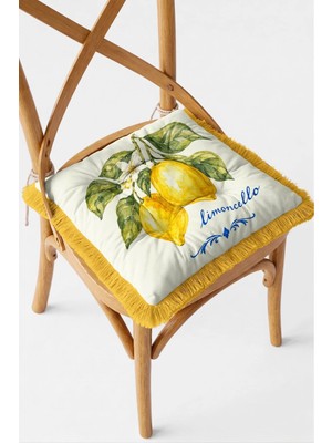 Maison Luré Sandalye Minderi Limon Bahçesi Temalı Pofuduk