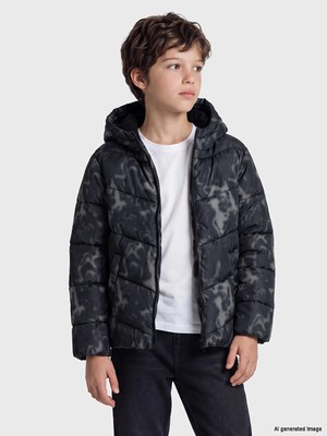 Lc Waikiki Yeni Sezon Siyah Batik Desenli Erkek Çocuk Şişme Mont