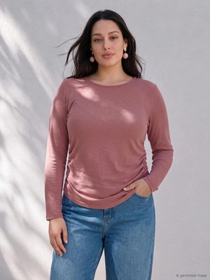 Lc Waikiki Yeni Sezon Pembe Büyük Beden Büzgülü Bluz
