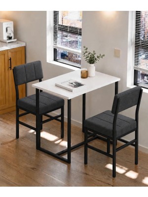 Valu Home 2 Kişilik Mutfak Masa Takımı Masa ve Sandalye Seti Balkon Masası Cafe Masa Takımı Yemek Masası Seti Antrasit Sandalye