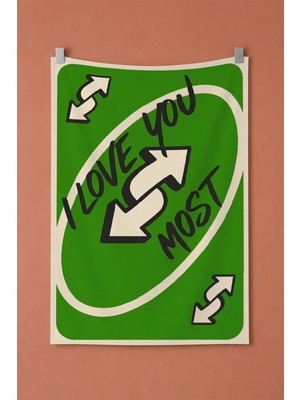 Love You Most Yeşil Kart Temalı Dekoratif Duvar Örtüsü Duvar Halısı