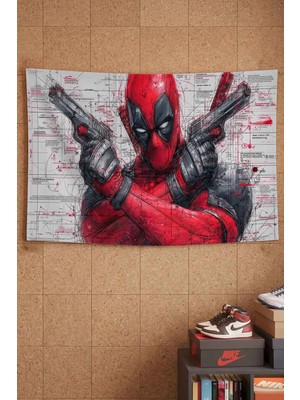 Deadpool Kahraman Blueprint Dekoratif Duvar Örtüsü Duvar Halısı