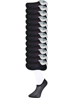 Siyah Erkek Görünmez Çorap 12 Çift