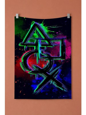 Neon Graffiti Duvar Örtüsü, Genç Odası Dekoru Baskılı Kumaş Duvar Halısı