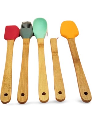 5 Parça Silikon Kaşık ve Servis Takımı 20 cm
