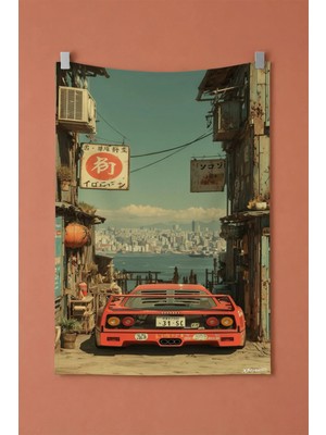 Retro Araba Duvar Örtüsü, Vintage Racing Oda Dekoru, Kumaş Duvar Halısı
