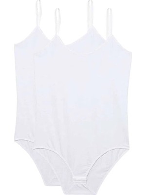 2 Adet Ip Askılı Kadın Çıtçıtlı Body Beyaz