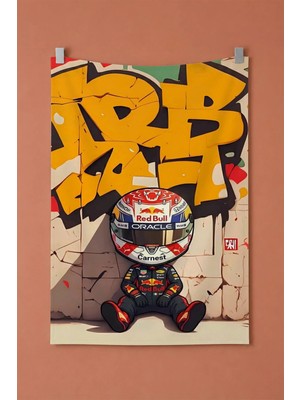 F1 Yarış Pilotu Kask Graffiti Dekoratif Duvar Örtüsü Duvar Halısı