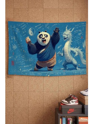 Kung Fu Panda Po ve Ejderha Blueprint Dekoratif Duvar Örtüsü Duvar Halısı