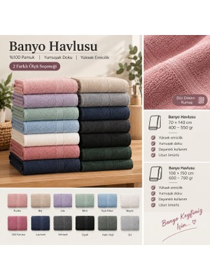Liyana Home %100 Pamuk Banyo Havlu Set /12 Adet / Çok Renkli / 70 x 140