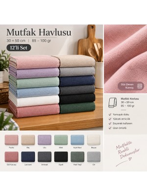 Liyana Home %100 Pamuk Mutfak Havlu Set /12 Adet / Çok Renkli / 30 x 50 /