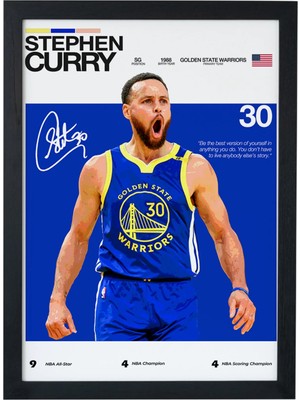 Stephen Curry “3 Sayı Ustası” | Ahşap Çerçeveli Poster Tablo | Şık Tasarım