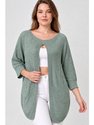 Etki Moda Kadın Italyan Stil Yarasa Kol Önü Derin Yırtmaçlı Oversize Merserize Triko Tunik