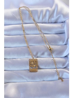 Just Cheap Store 316L Çelik Gold Renk Işlemeli Yonca Model Vintage Kolye
