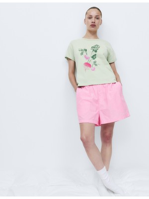 Marks & Spencer Saf Pamuklu Çizgili Pijama Şortu