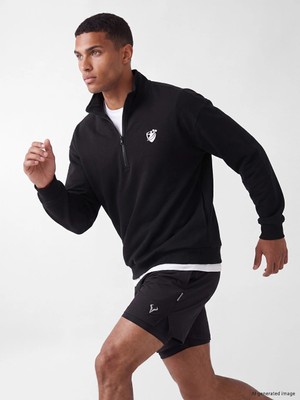 Lc Waikiki Yeni Sezon Siyah Dik Yaka Nakışlı Erkek Sweatshirt