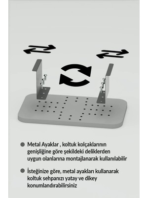 Just Cheap Store Koltuk Kolu Yan Sehpa Ekru Dikdörtgen