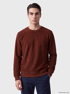 Lc Waikiki Yeni Sezon Kahverengi Bisiklet Yaka Erkek Sweatshirt