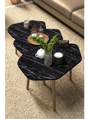 Just Cheap Store Trio Zigon Sehpa Siyah 3'lü